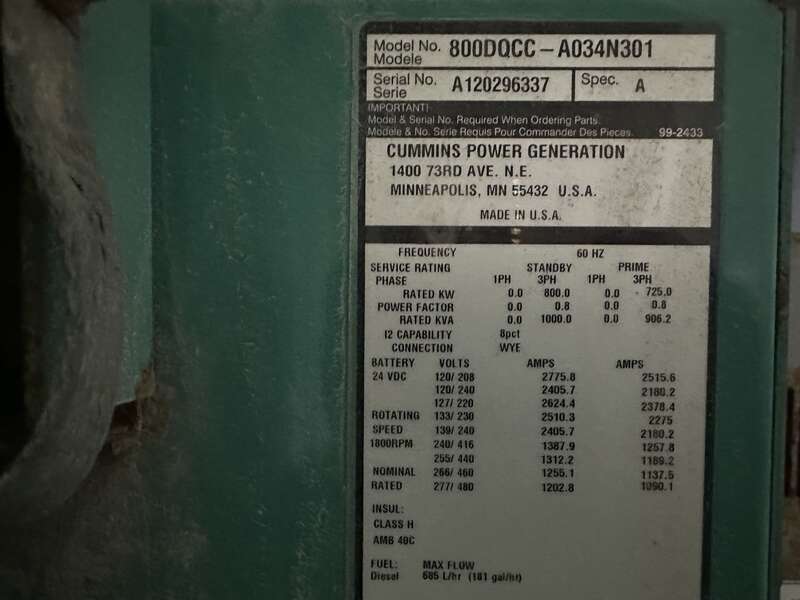 Used Cummins DQCC QSK23-G7 NR2 Rental Grade Diesel Generator, 9601 Hrs, EPA Tier 2 Flex, 800 KW