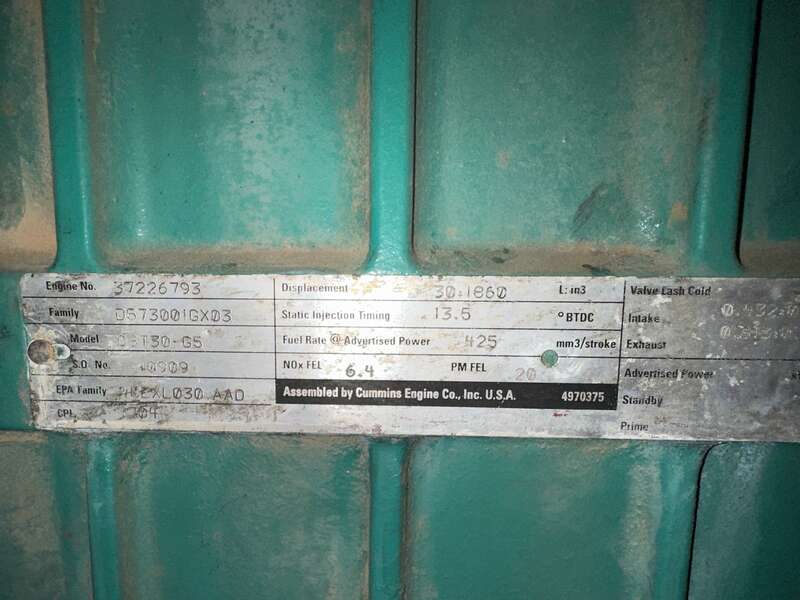 Used Cummins DQFAD Diesel Generator 10921 Hrs, EPA Tier 2, 1000 KW