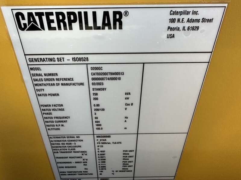 New Caterpillar C7.1 Diesel Generator 0 Hrs EPA Tier 3, 200 KW