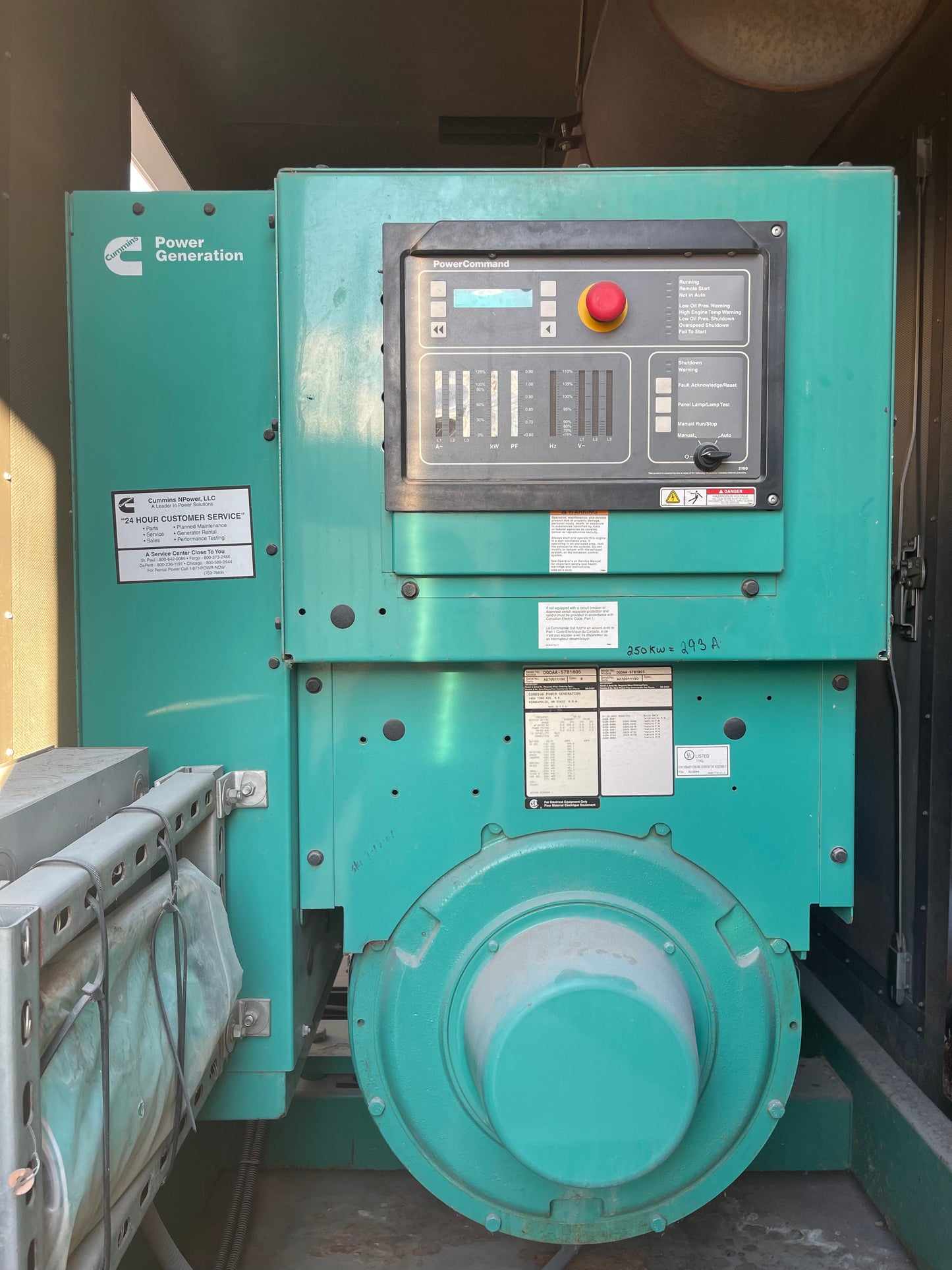 Cummins 313 KVA 250 KW Model DQDAA Portable Generator Hardin Industries Enclosure